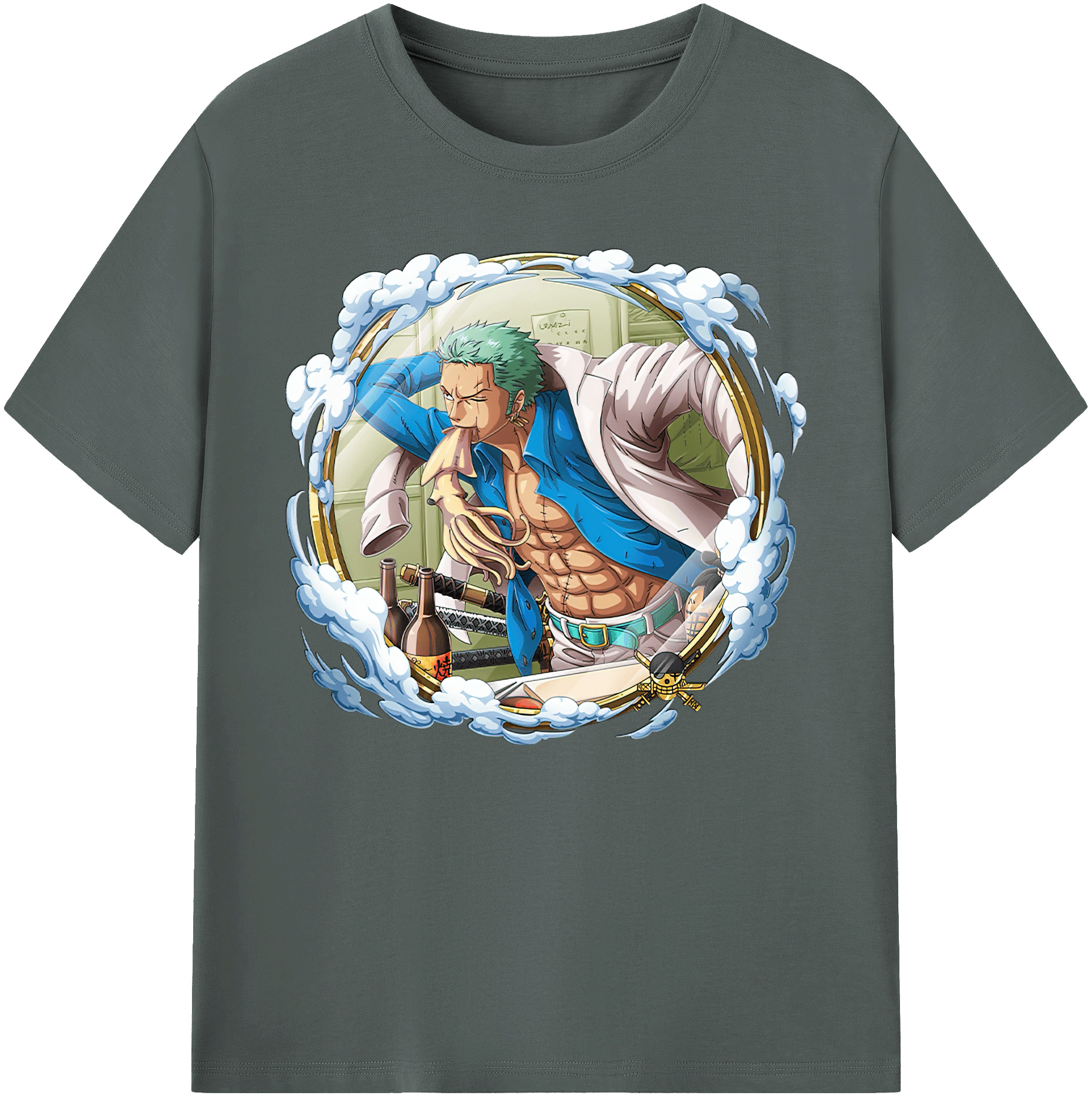 ワンピース ロロノア・ゾロ ONE PIECE Roronoa Zoro 綿100％ メンズ半袖Tシャツ｜肌触りやわらか＆通気性